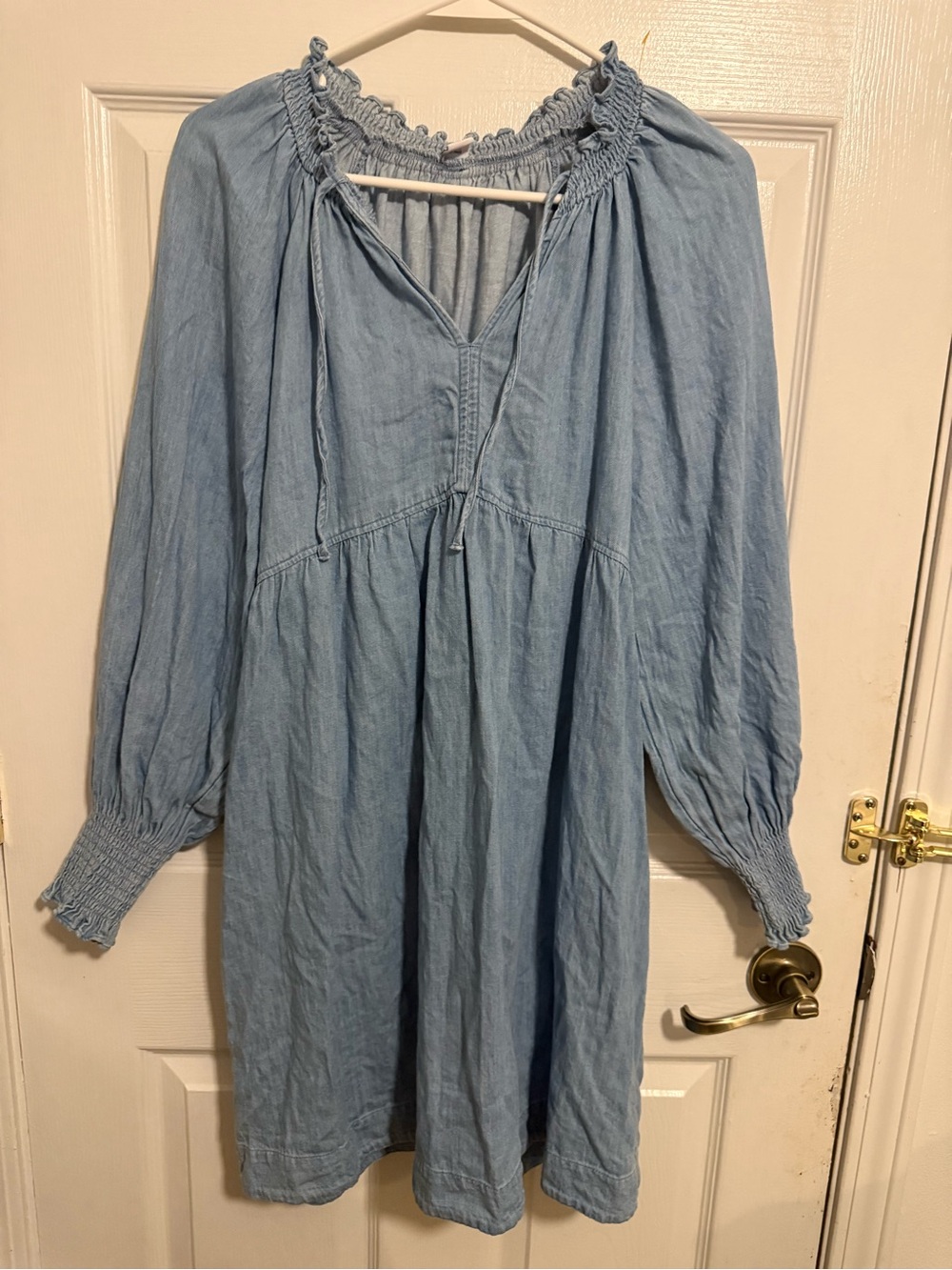 Old Navy Light Blue Long Sleeve Smocked Peasant Dress